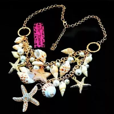 💖 Mermaid Ocean SHELLS Beach STARFISH Sea PEARLS Betsey Johnson Shell Necklace • $19.99