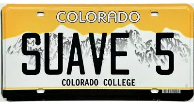 *99 CENT SALE*  Colorado College Vanity License Plate #SUAVE 5 No Reserve • $5.50