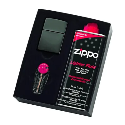 Zippo Black Ice Lighter Gift Box Set With Flints & Fluids • $84.80