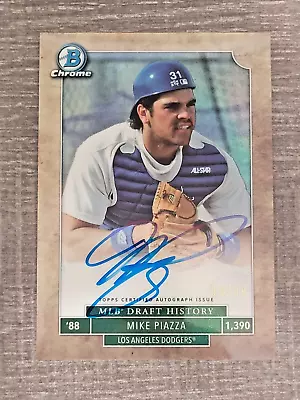 Mike Piazza Auto 2016 Bowman MLB Draft History Refractor Autograph Dodgers /99 • $138.99