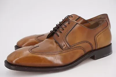 WORN 10x | SALVATORE FERRAGAMA 9 D WING TIP DERBY TRAMEZZA BURNISHED TAN • $167