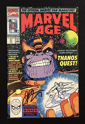 Marvel Age #91 Silver Surfer Coa Signed Jim Starlin Thanos Quest Infinity Nm- • $37.99