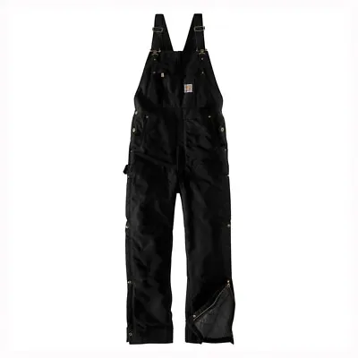 Carhartt Mens Black Loose Fit Firm Duck Insulated Bib Overall. Size M (Regular). • $65