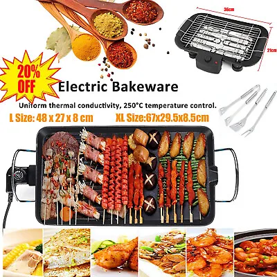 New XXL Large Electric Teppanyaki Table Top Grill Griddle BBQ Barbecue Camping • £23.40