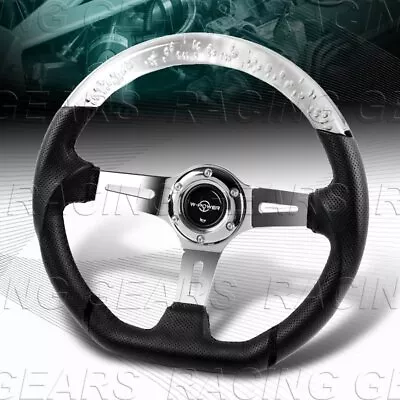 343mm Clear Bubble Leather W-power 3  Deep Dish Chrome 3-spokes Steering Wheel • $95.95