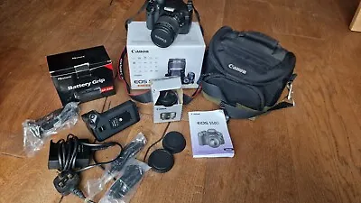Boxed Canon EOS 550D With EFS 18-55mm  + EF 50 Mm Battery Grip Accessories  • £200