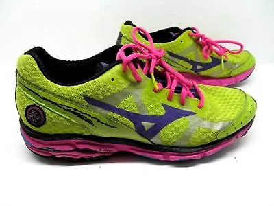 Mizuno Wave Rider 17 Womens Running Shoes  Size 9.5 Yellow Pink J1GD140367 • $29