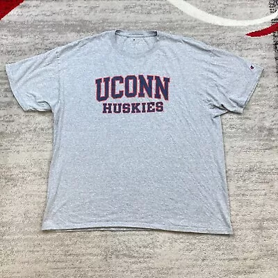 Champion UConn Huskies Shirt Adult 2XL XXL Gray Blue Swoosh NCAA Basketball Mens • $18.77