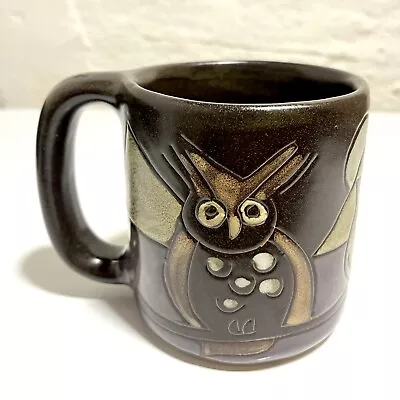 Mara Stoneware Mug Night Owls Signed Hand Etched Painted Made Mexico Heavy • $19.99