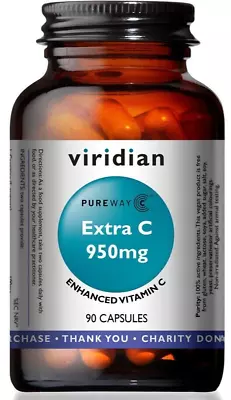 Viridian Extra C 950mg Enhanced Vitamin C 90 Capsules Pureway C Vegan • £20.75