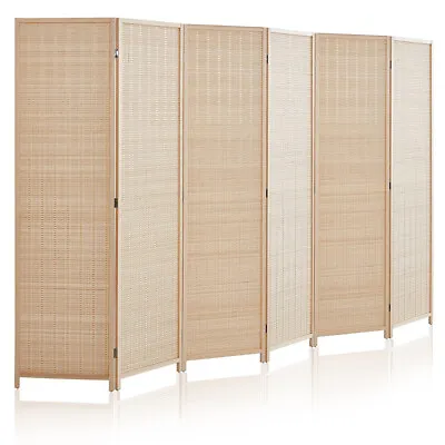 6 Panel Sturdy Bamboo Room Dividers Folding Privacy Portable Screen Freestanding • $74.99