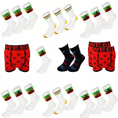 £5.99 • Buy Rasta Weed Leaf Ganja Marijuana 420 Boxer Shorts S-XL Socks UK 6-11.