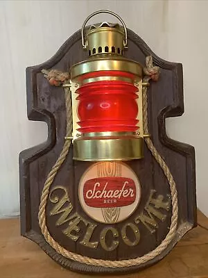 Vintage Schaefer Beer Lighted Welcome Sign Nautical Red Light Works Man Cave Bar • $75.99