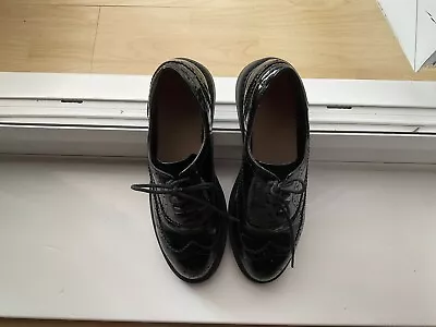 Marks And Spencer Collection Black Patent Lace Up Shoes Size 6.5 • £9.99