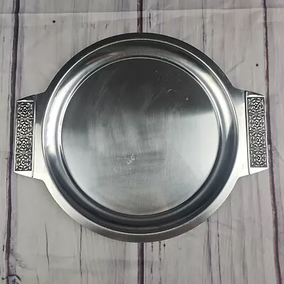 Vintage MCM Velvet Stainless By Stanley Roberts 12  X 14  Round Serving Tray • $14.99