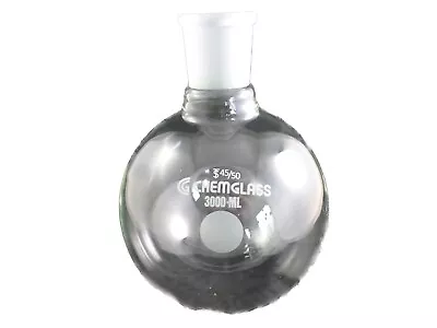 CHEMGLASS 3000mL Single Neck Heavy Wall Round Bottom Flask 45/50 Jnt CG-1506-37 • $129.99