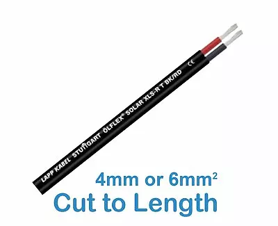 Solar Panel PV Cable Twin Core DC Cut To Length 1800V 2.5mm 4mm 6mm UV Resist • £12.99