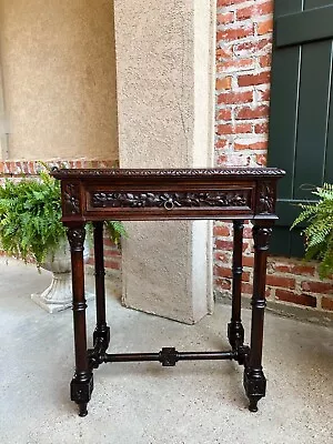 Antique French Side Sofa Hall Table Carved Dark Oak Renaissance End Table • $1550