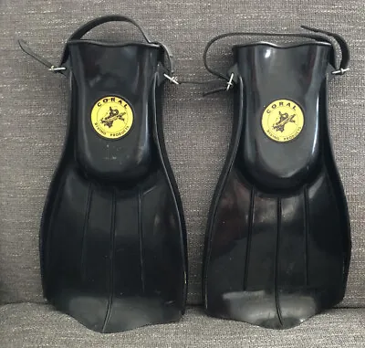 Vintage Coral Diving Products Swimming Fins Flippers Black Size 3 - 6 Snorkeling • $14.99