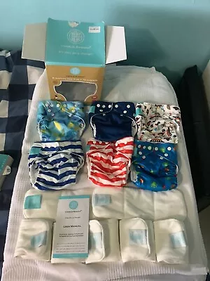 6 Charlie Banana Washable Nappies & 7 Inserts New & Unused New Born To 36 Months • £35