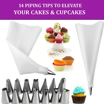 £2.89 • Buy 14pcs Cake Piping Bag Nozzle And Tips Decorating Supplies Kit Baking Cupcake UK