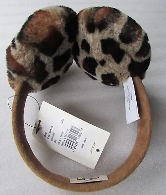 UGG Earmuffs Shearling Leopard Chestnut Suede New In Box • £70.79