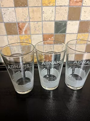 THREE X Adnams Brewery Southwold Half Pint 10oz Beer Glasses • £2.49