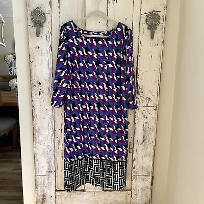 $24.95 • Buy Style & Co. Size 16 Woman's Blue Purple White Gray Houndstooth Career Work Dress