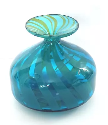 VTG Michael Harris MDINA Glass Ming Blue & Green Glass Vase Malta Rare Signed  • $170