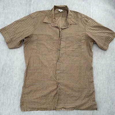 Maus & Hoffman Shirt Adult Large Brown Short Sleeve Button Up Cotton USA Men L • $35.96