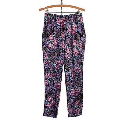 Vintage 80s 90s Floral Extra High Waisted Soft Pants S Rose Grunge USA Vtg • $20