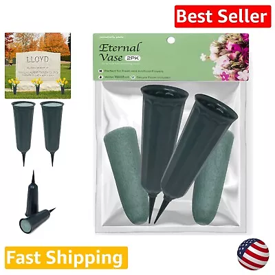 Floral Vase Set With Foam Inserts - Green 2 Pack For Outdoor Use • $31.99