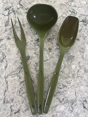 Vintage 3pc Foley Green Nylon Utensil Set Fork Turner Ladle Spoon • $2.50