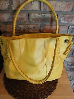 Paolo Masi Genuine Soft Leather Yellow Large Tote Shoulder Bag - Mint Condition • $90