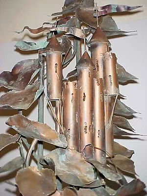 Famous C. Jere Huge Standing Copper Leaves W/castle Water Fountain Mid Century • $1850