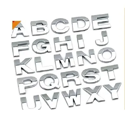 £0.99 • Buy  25mm 1  Inch Chrome 3D Self-adhesive Letter Number Car Boot Door Sticker Auto
