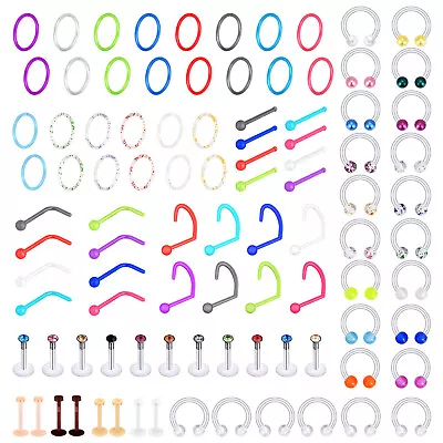 16G 20G Colorful Nose Ring Stud Retainer Septum Lip Tongue Rook Daith Piercing • $3.59