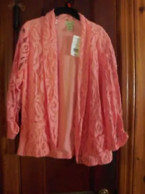 Eyelash Pink Lace Blazer Long Sheer Sleeve NWT Size L • £23.74