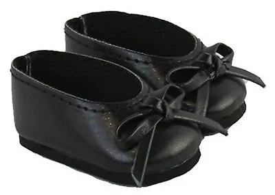 Black Ballet Flats With Bow Shoes For 14.5  American Girl Wellie Wishers Dolls • $4.74