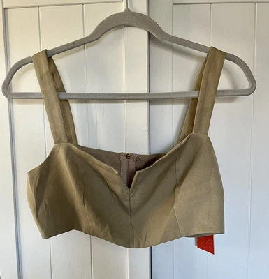£2 • Buy Cider Khaki Crop Top Brallete Zip Up Gold Hardware BNWT Size 8/S