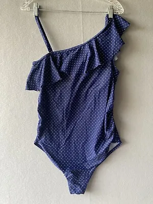 Motherhood Maternity Womens One Piece Swimsuit M Blue Polka Dot NEVER WORN 2414 • $19.75