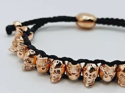 Links Of London SKULLS Bracelet Rose Gold Silver Friendship Grey Cord New • £149.99