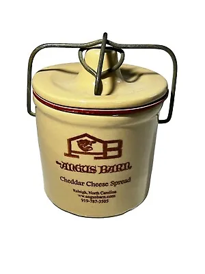 Angus Barn Crock Raleigh NC State Cheddar Cheese Spread Jar Lid Vintage Stone • $14.34