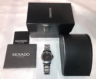 MOVADO Military 38mm Stainless Mens Watch 0605869 Sapphire Crystal Swiss Made • $250