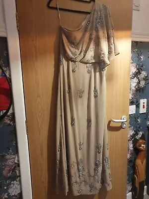 Maya Petite  Beaded  Beige  Maxi Dress Size 12 • £5.50