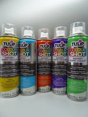 5 Assorted Fabric Spray Paint Permanent Colour Top Quality Quick Dry Tulip • £15.99