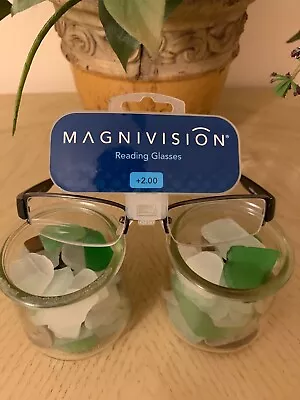 MAGNIVISION Foster Half Frame Black Reading Glasses +2.00 ~NEW~ • $11