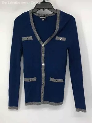 Karl Lagerfeld Womens Blue Long Sleeve Button Front Knitted Cardigan Sweater XS • $9.99