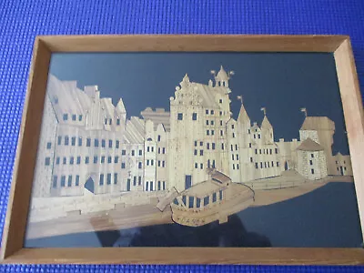 Marquetry Wood Inlay Picture Art Artwork GDANSK CITY WATER SCENE Edward Marczak • $38.88