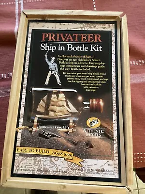 New Vintage Privateer Ship In A Bottle Model Kit By Authentic Models OPEN BOX • $20